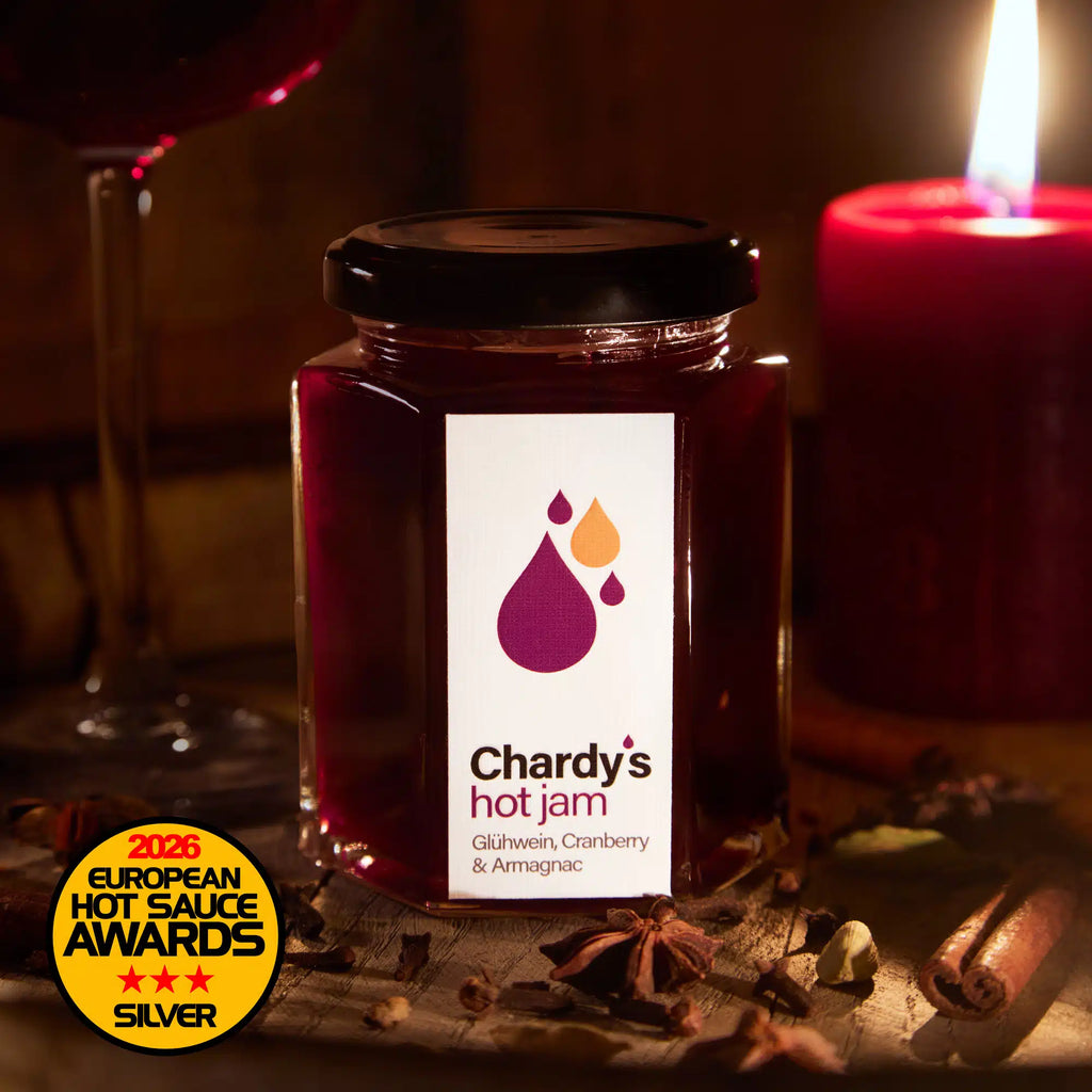 Glühwein, cranberry, and Armagnac jam